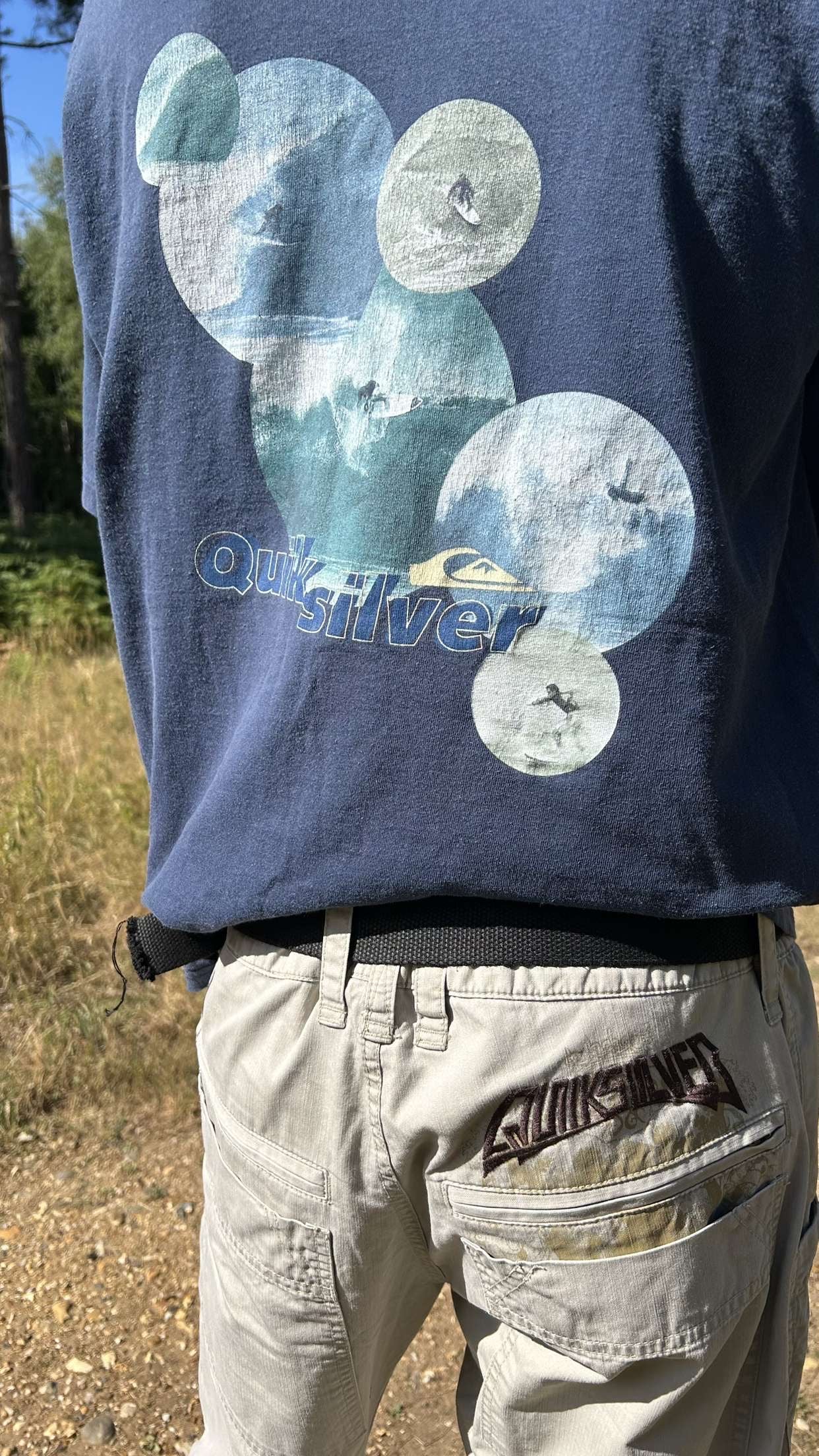 Quiksilver 00s baggy cream graphic jeans