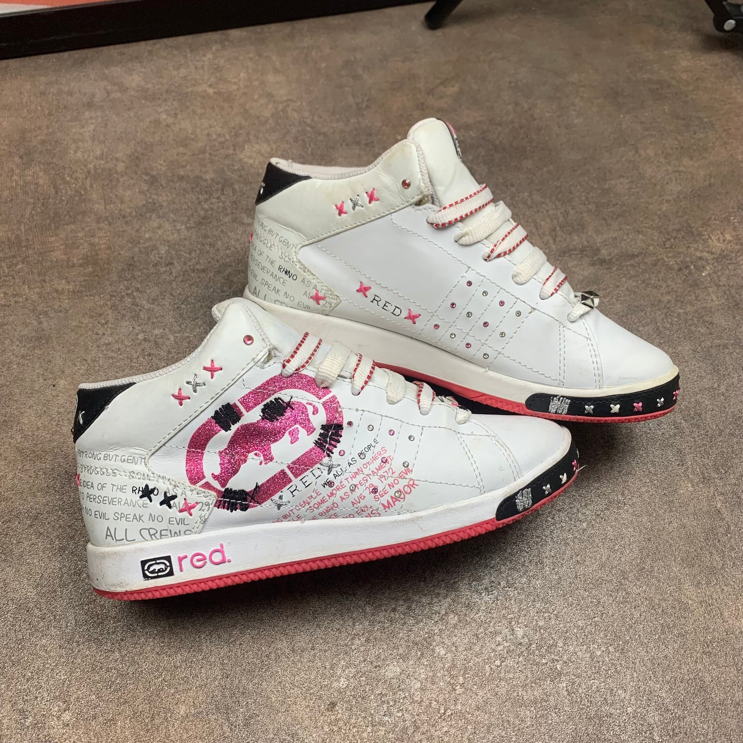 Ecko Red 00s white pink scene trainers