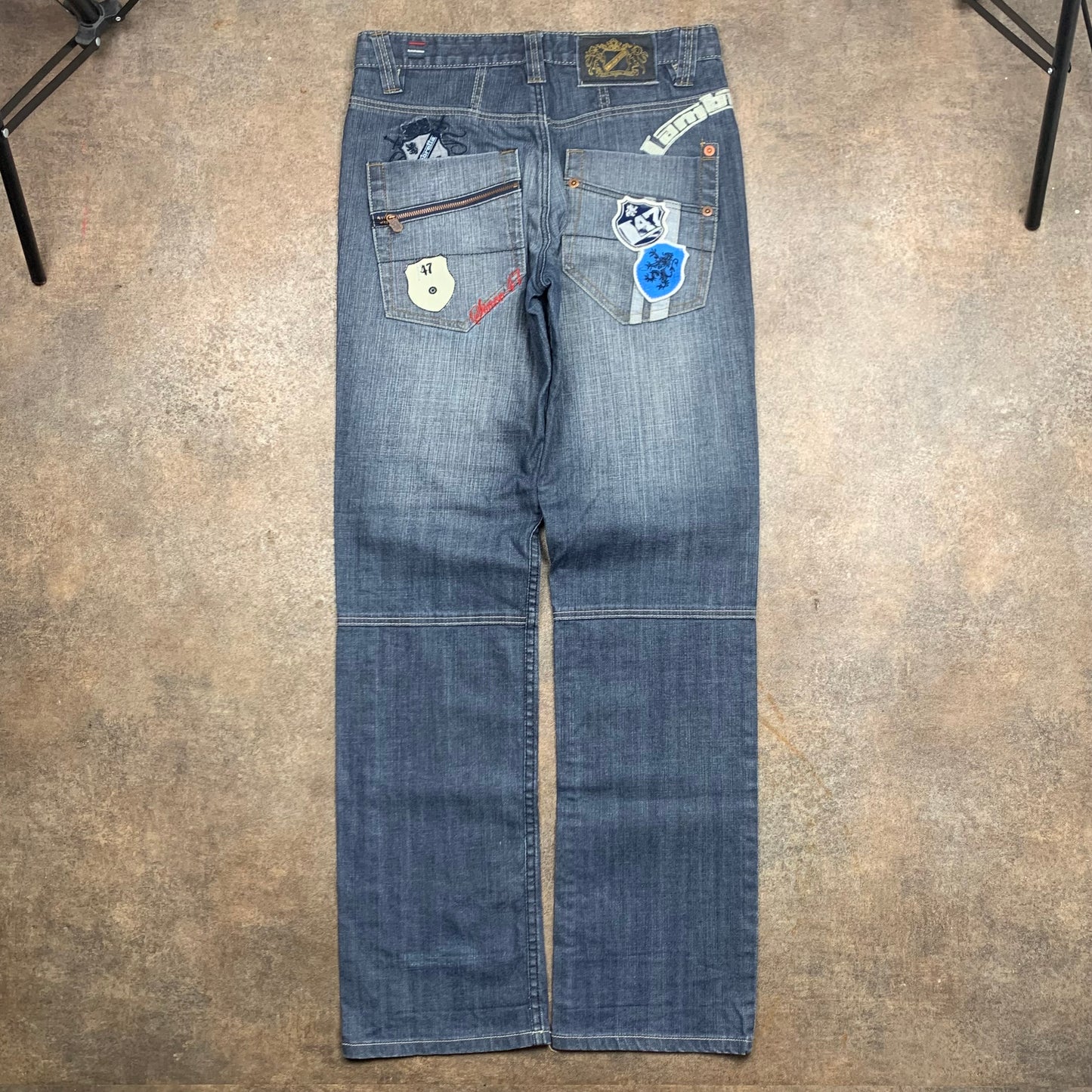 Lambretta 90s navy baggy graphic jeans