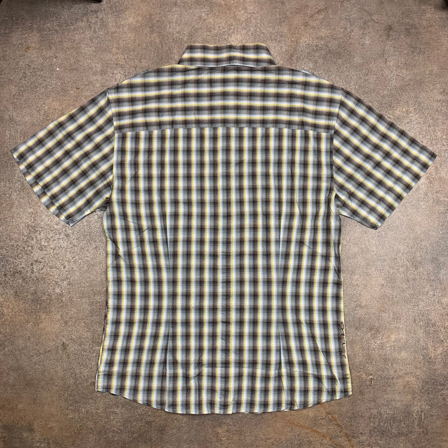 Oakley 00s plaid pocket button white brown shirt