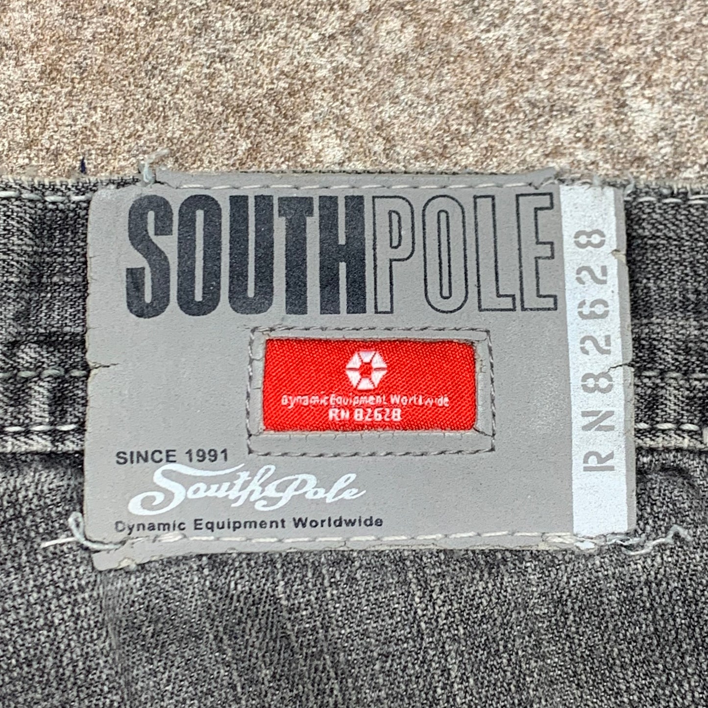 Southpole 00s grey baggy red tab jorts