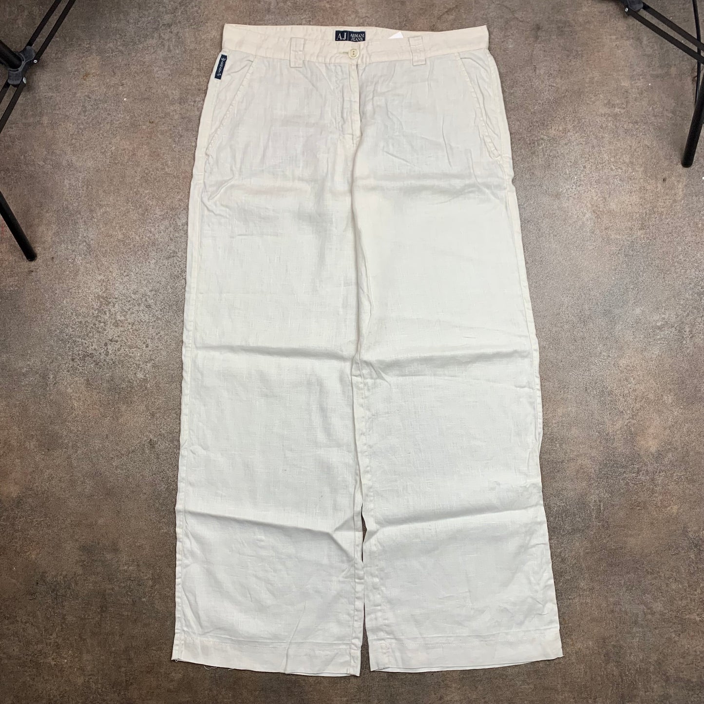 Armani Jeans 00s cream baggy linen jeans