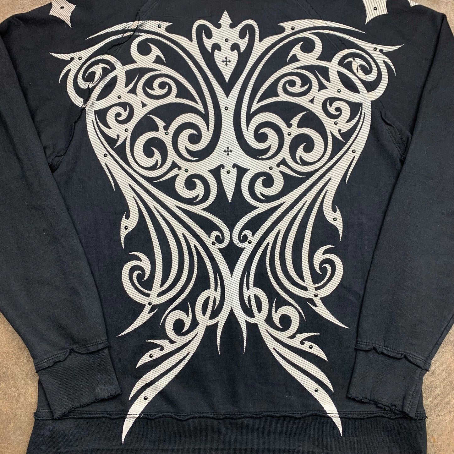 Affliction 00s studded graphic grunge hoodie