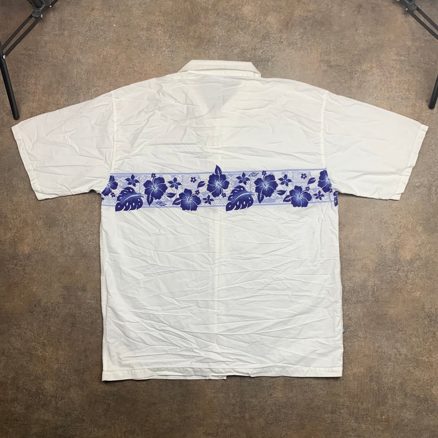 Rip Curl 00s white navy graphic floral shirt