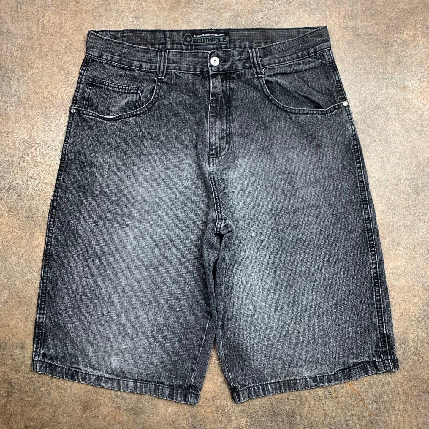 Southpole 00s black grey baggy jorts