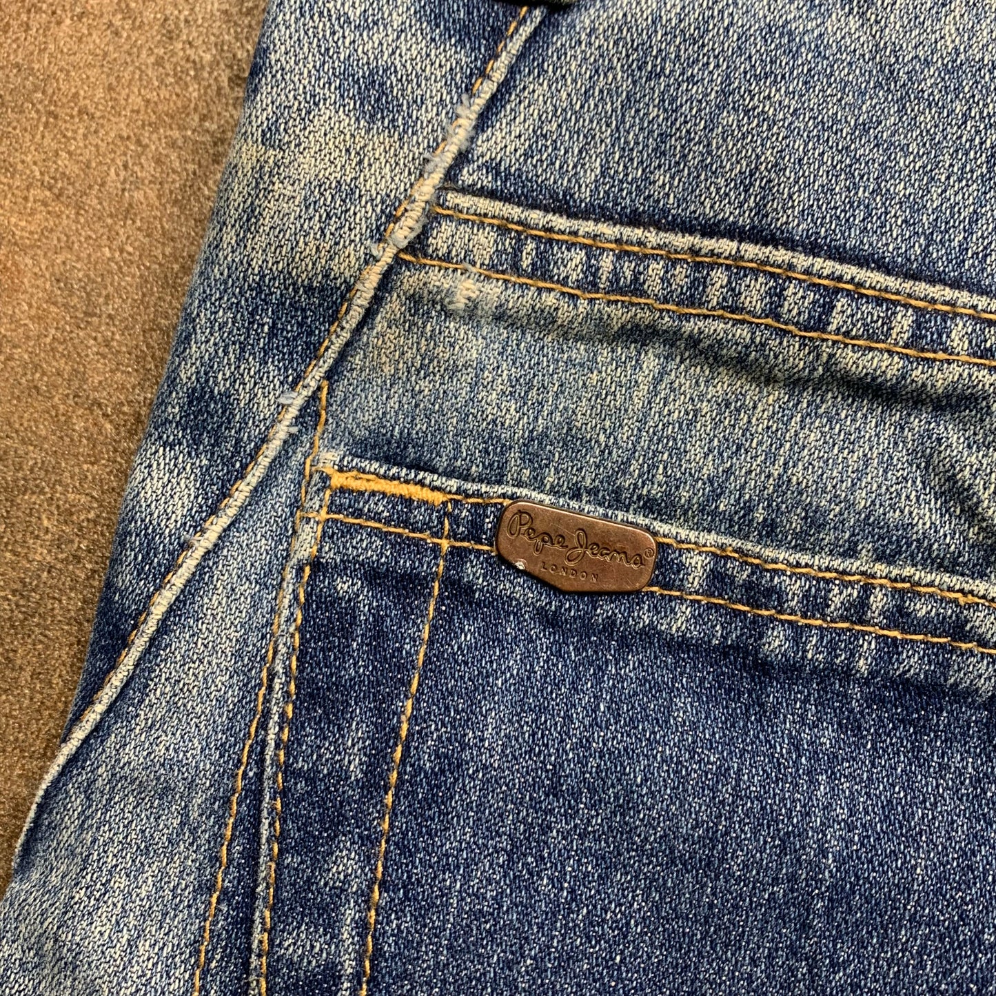 Pepe Jeans 00s graphic cut and sew baggy jeans