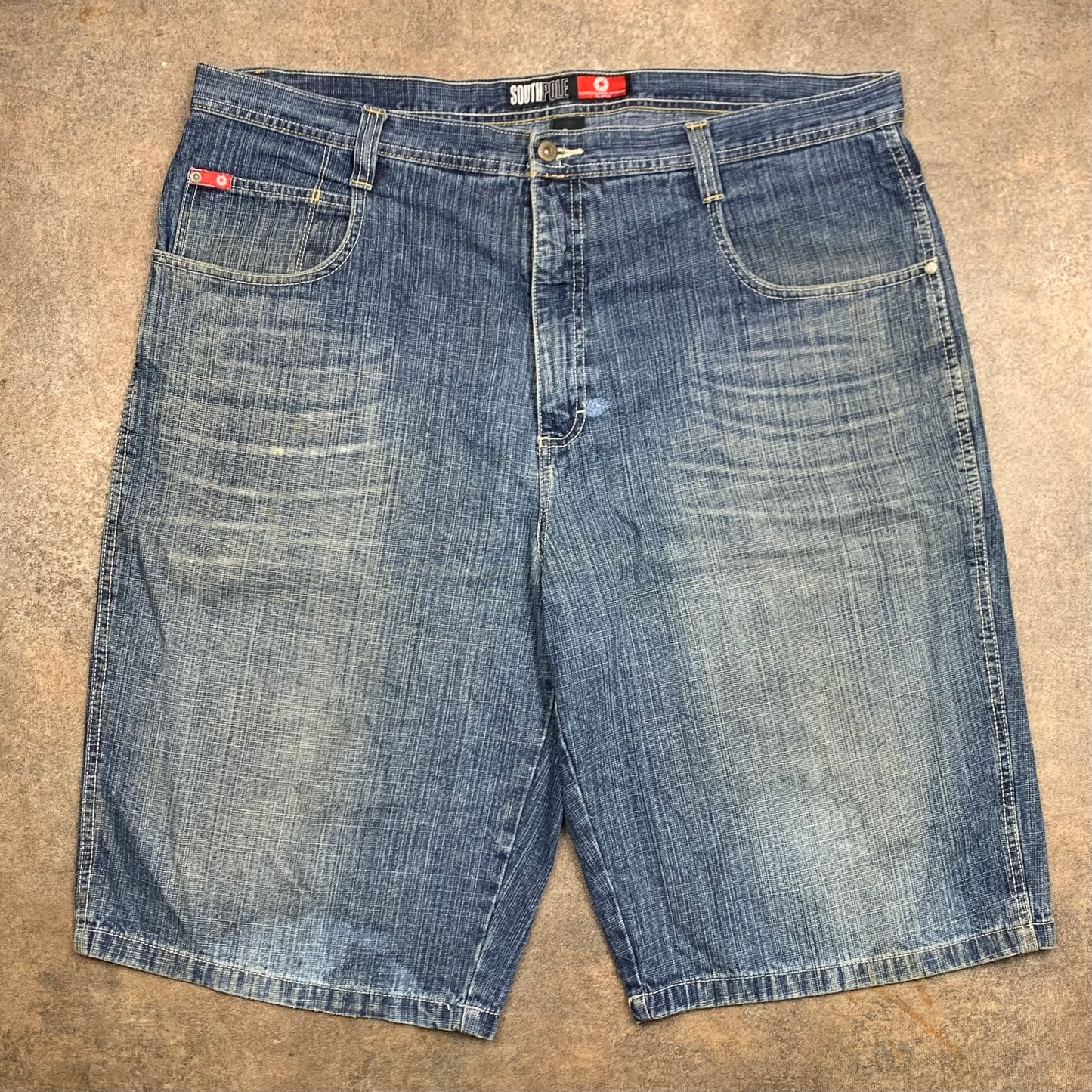 Southpole 00s red tab navy baggy jorts