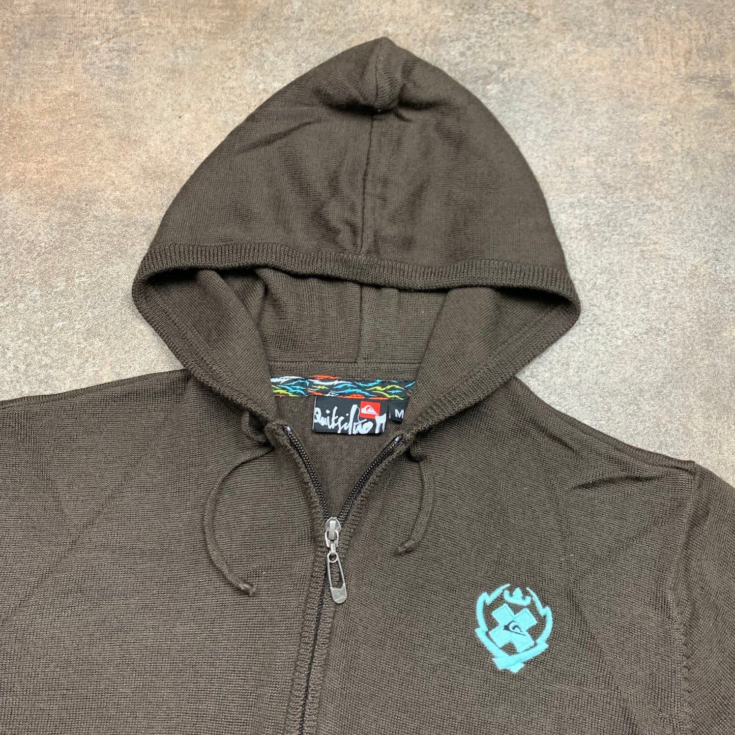Quiksilver 00s brown knit zip hoodie