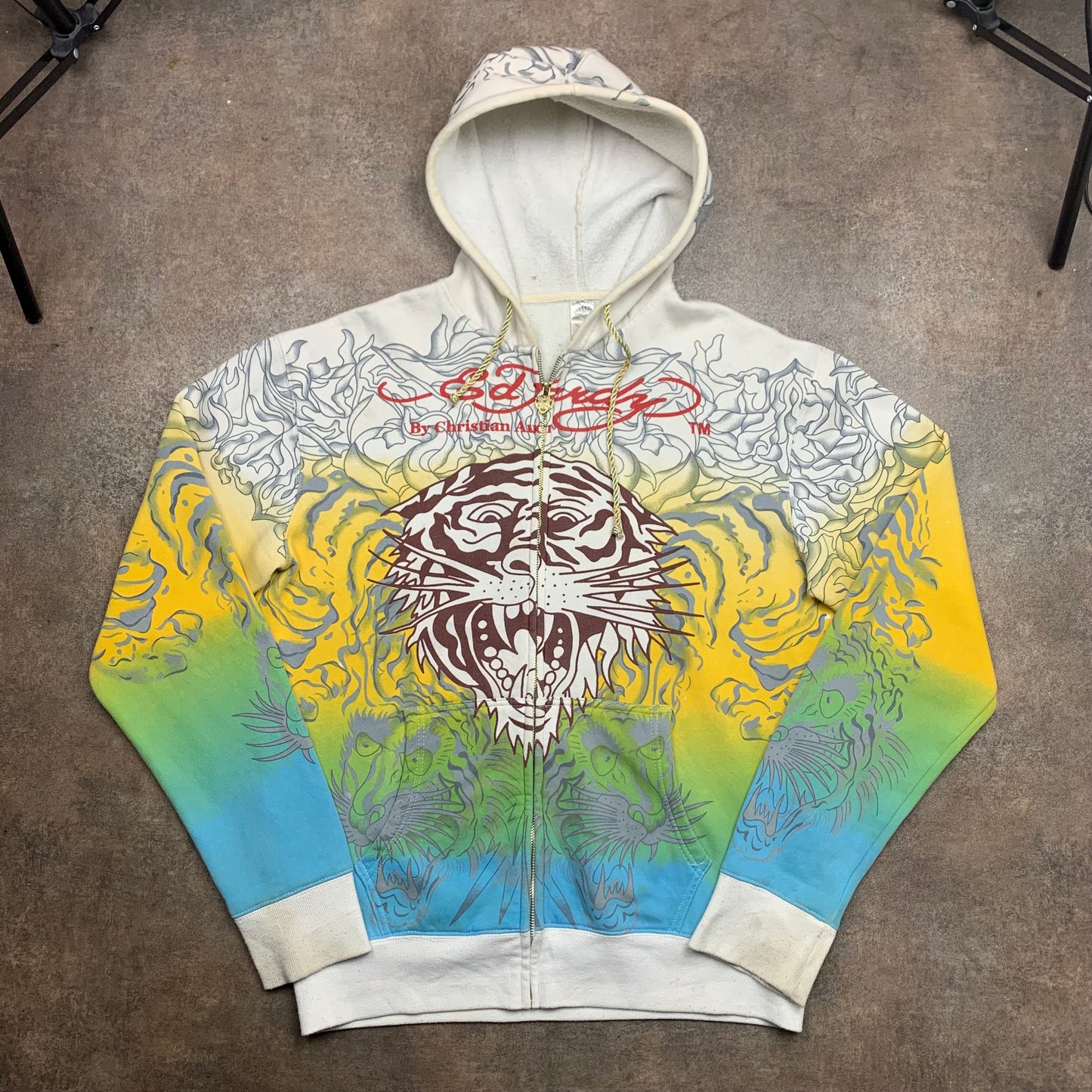 Ed Hardy 00s Christian Audigier studded graphic hoodie
