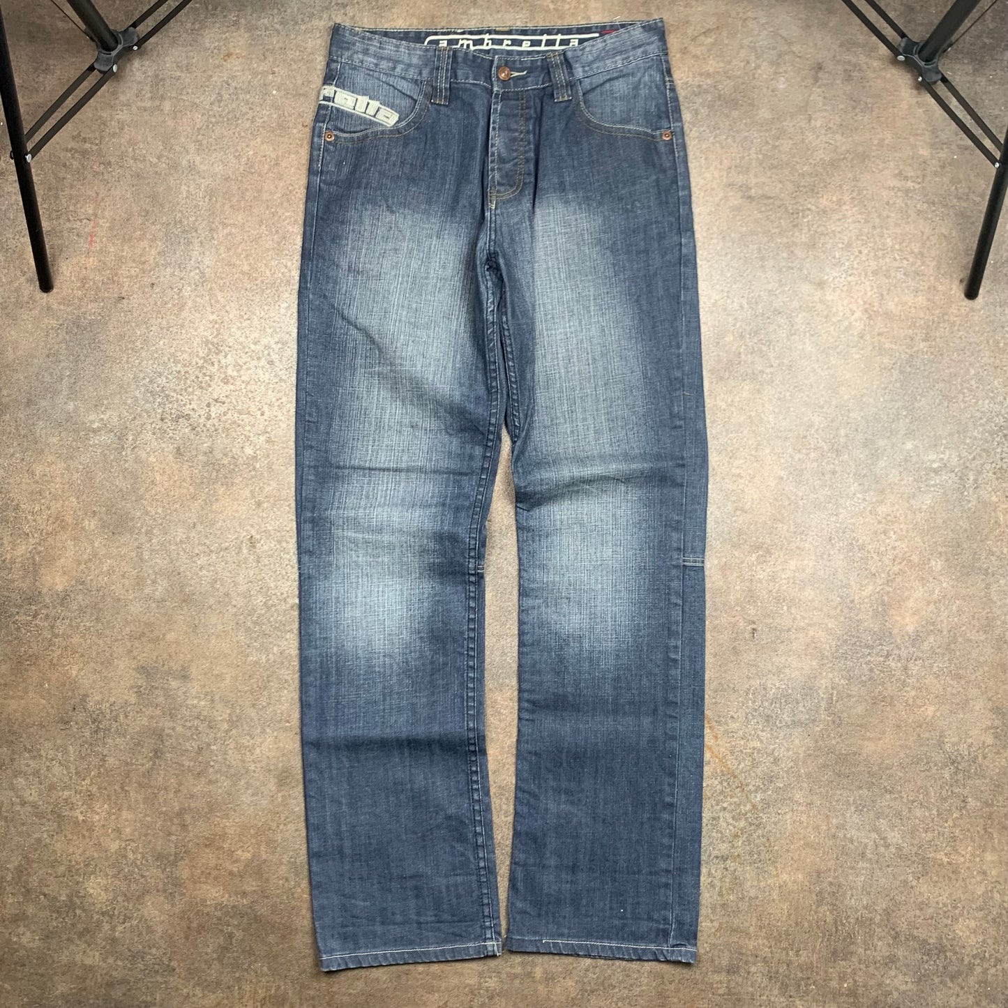 Lambretta 90s navy baggy graphic jeans