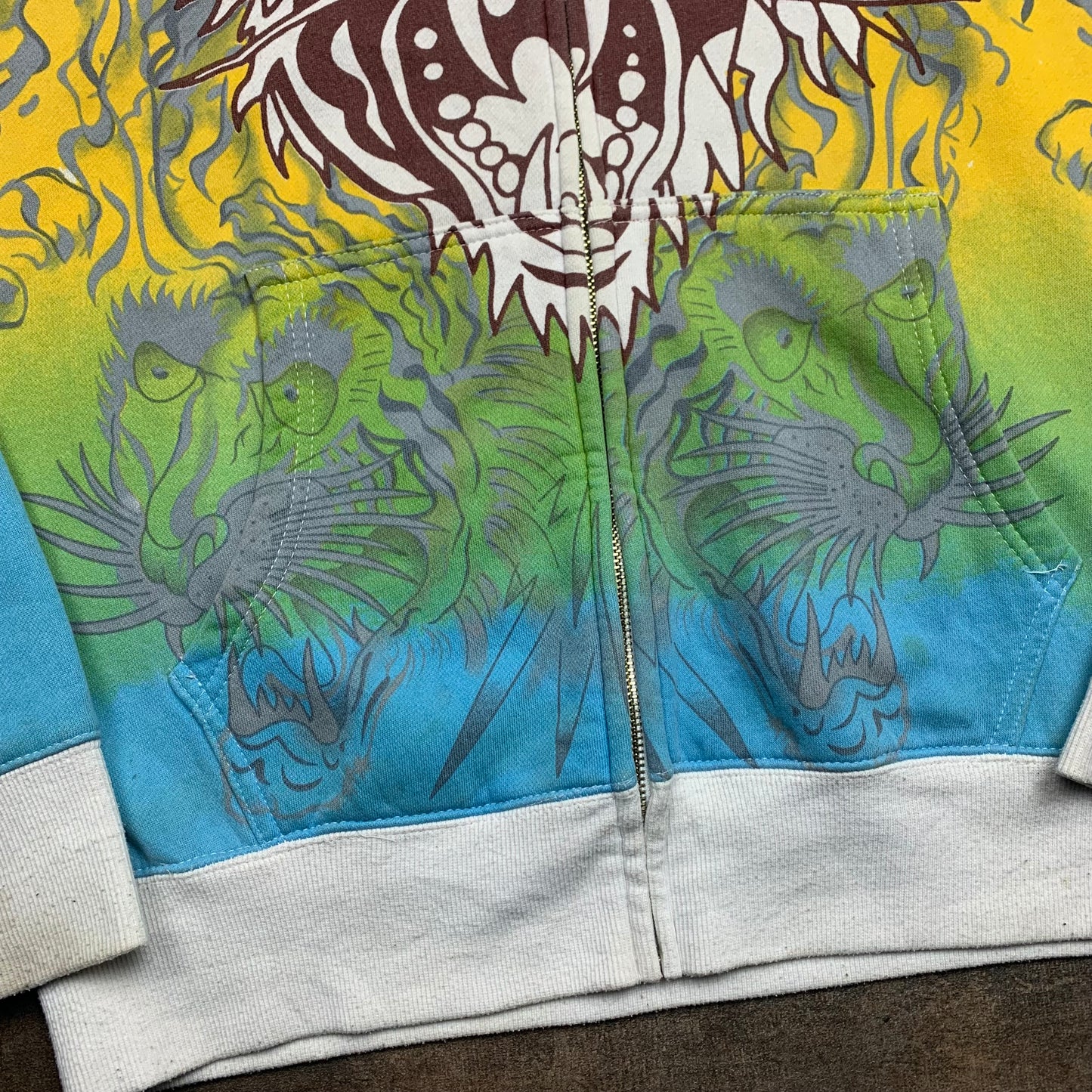 Ed Hardy 00s Christian Audigier studded graphic hoodie