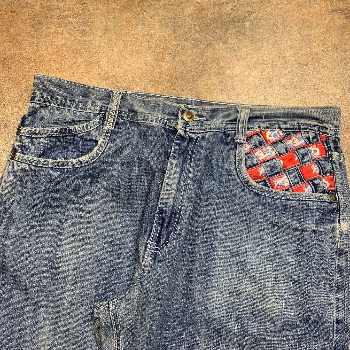 Raw Blue 00s blue baggy graphic denim jeans
