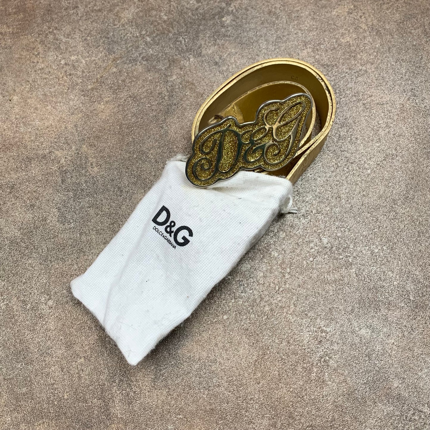 Dolce & Gabbana 00s gold buckle belt