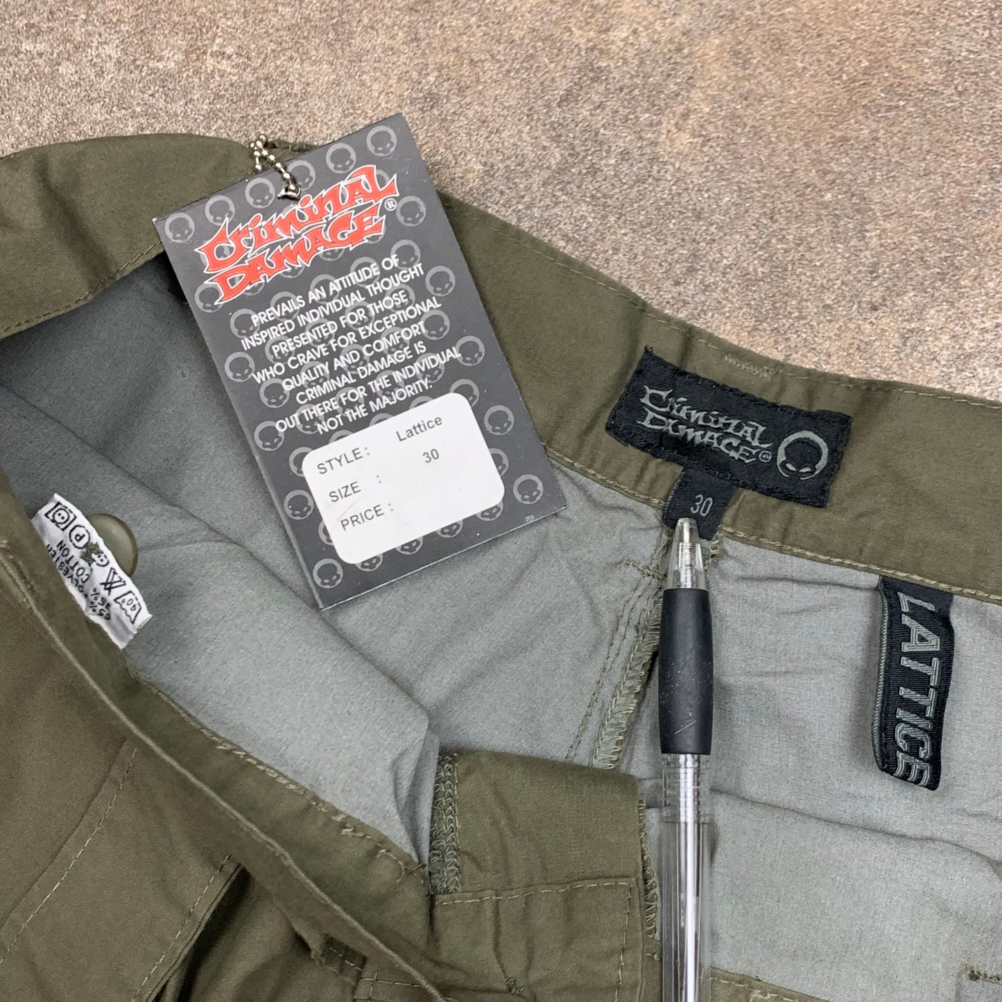 Criminal Damage 90s khaki baggy cargo trousers