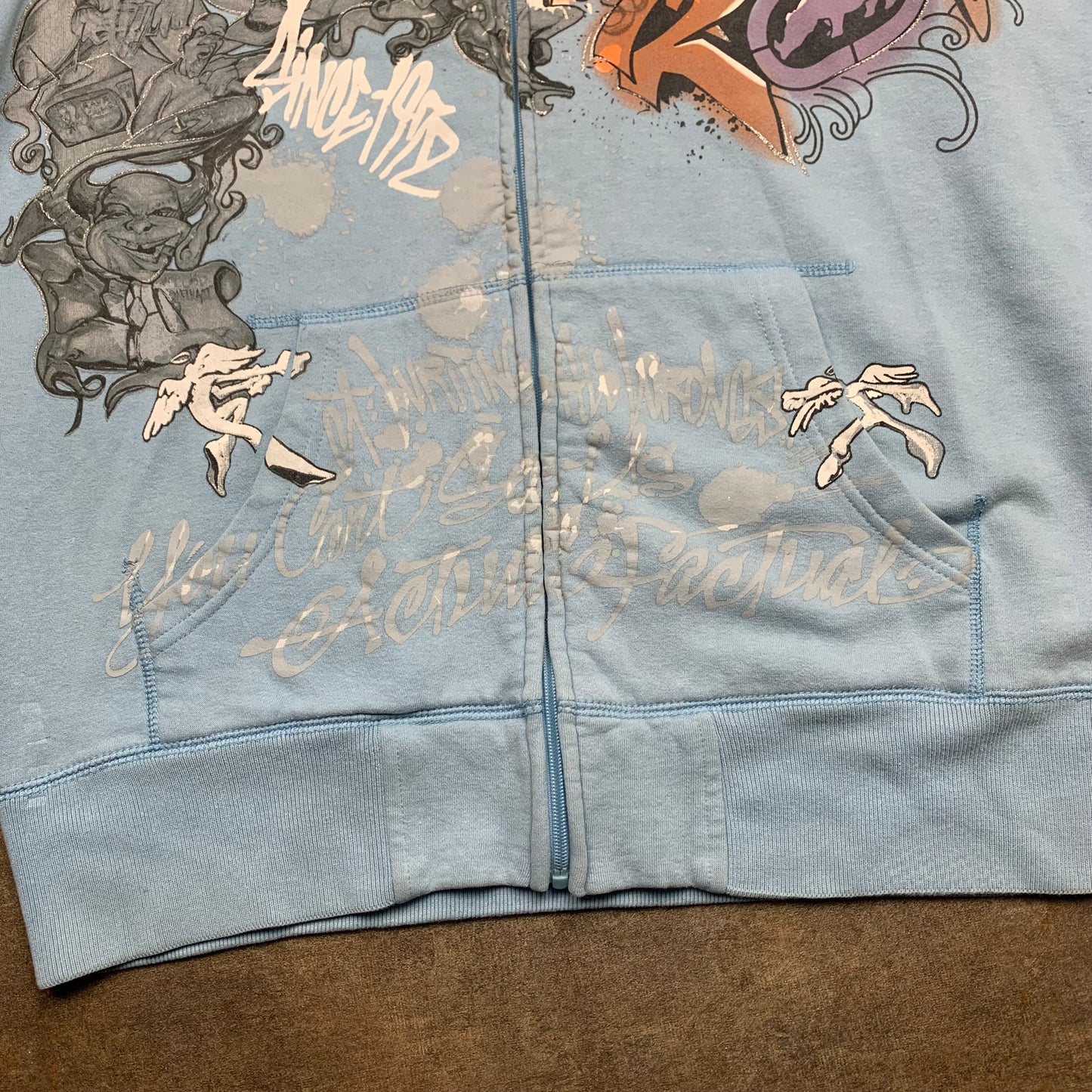 Ecko Unltd 00s light blue graphic graffiti hoodie