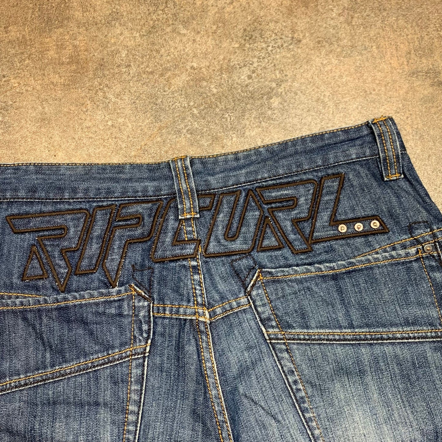 Rip Curl 00s navy baggy graphic denim shorts