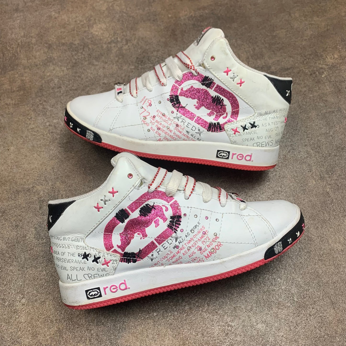 Ecko Red 00s white pink scene trainers