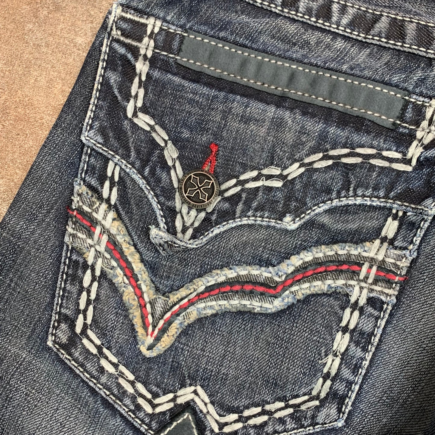 Affliction 00s navy grey grunge baggy jeans