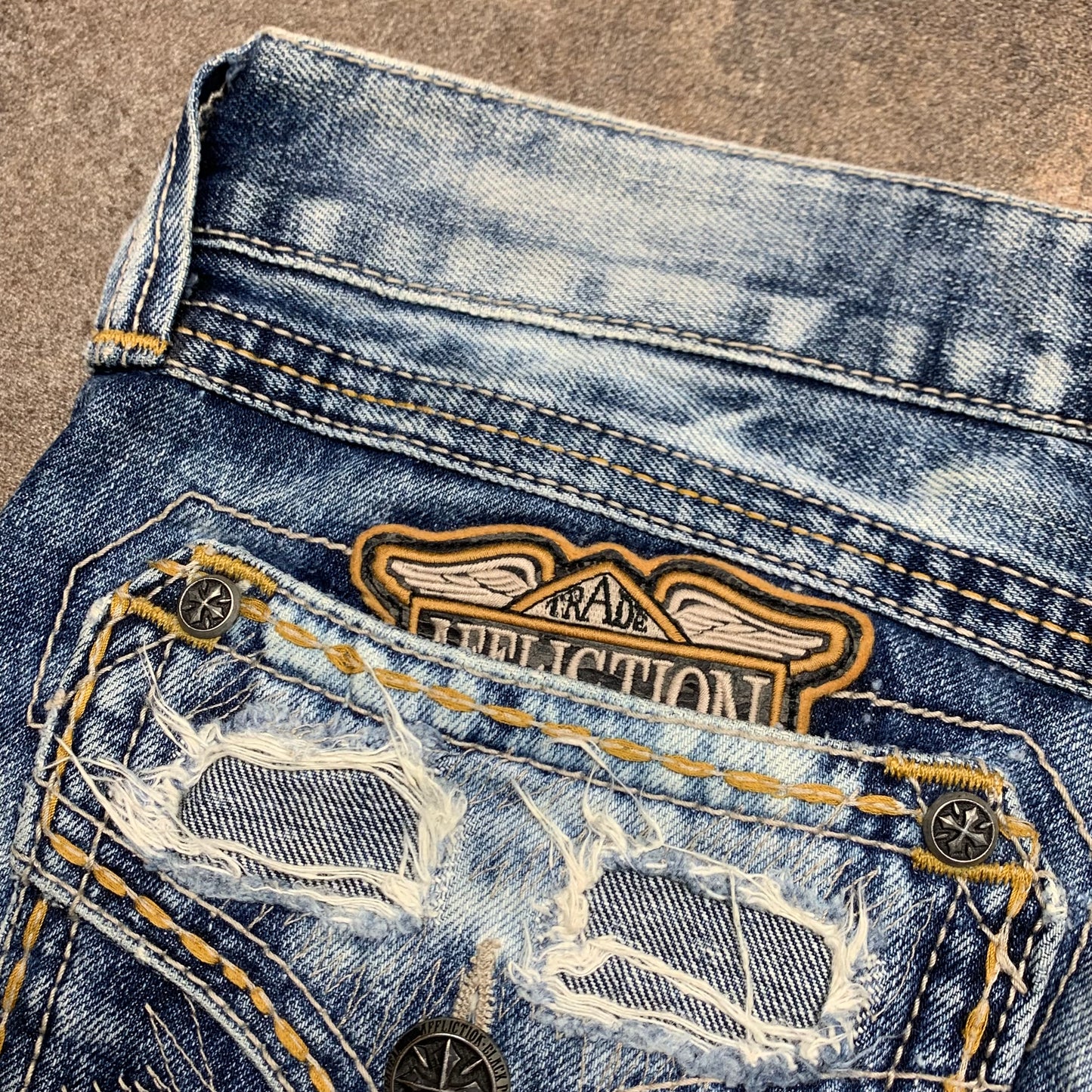 Affliction 00s light blue baggy distressed jeans