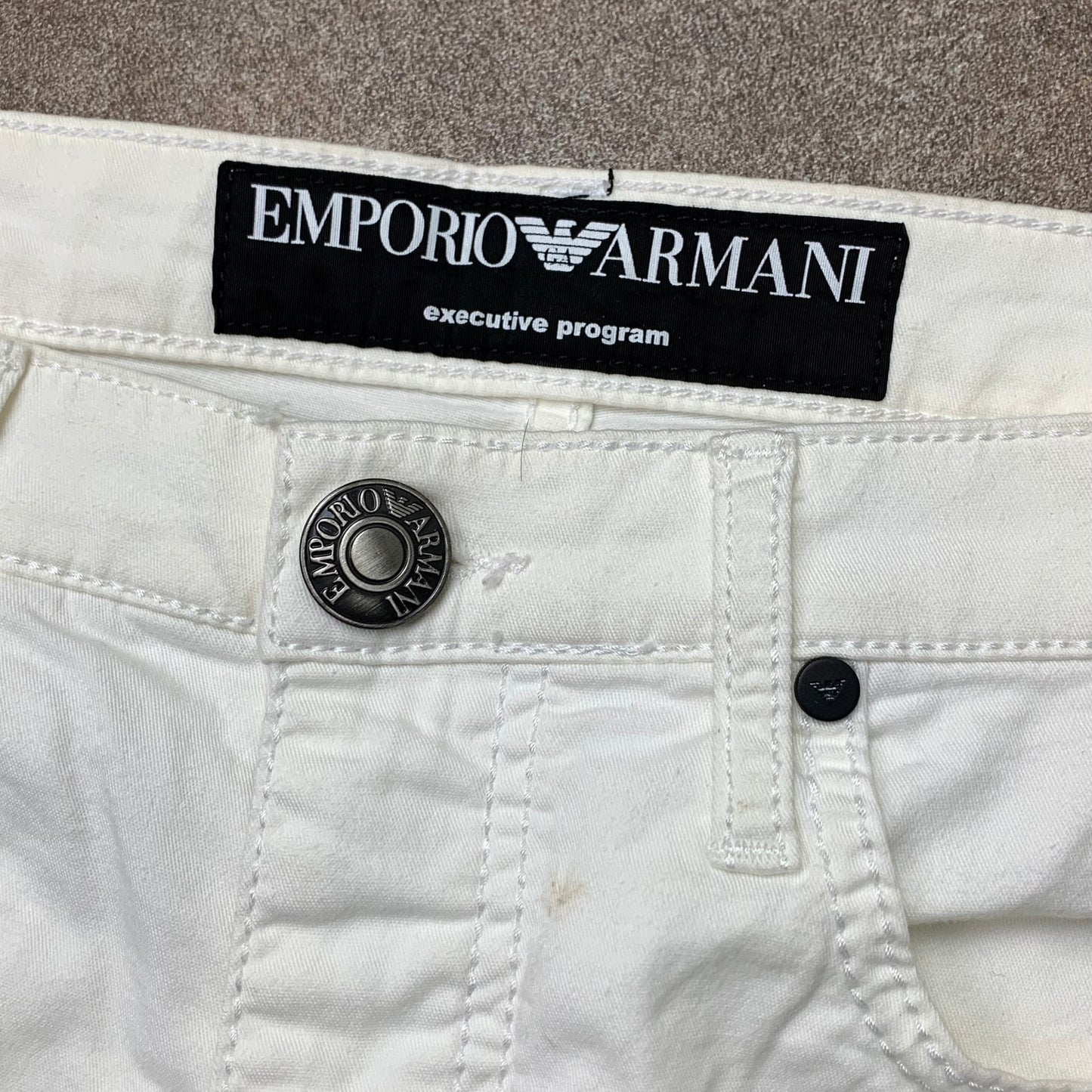 Emporio Armani executive program white chinos