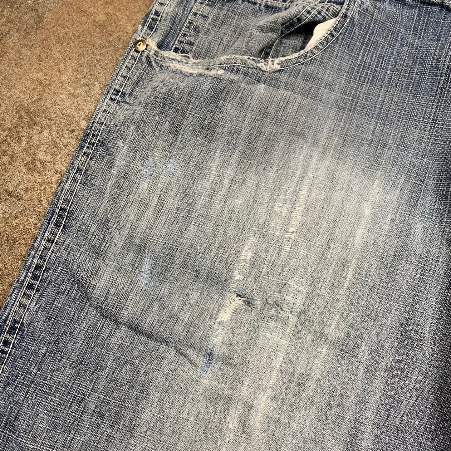 Southpole 00s blue-grey baggy red tab jorts