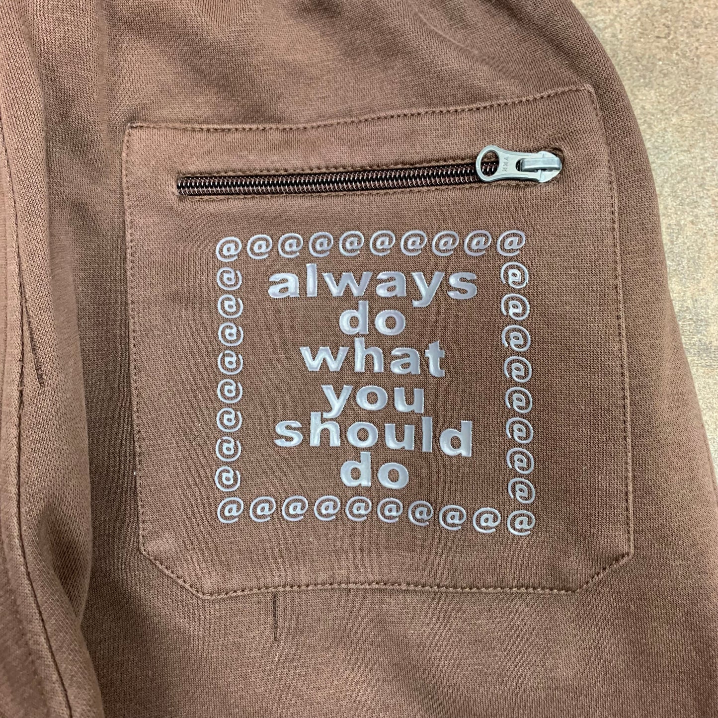 Always Do What You Should Do baggy graphic joggers