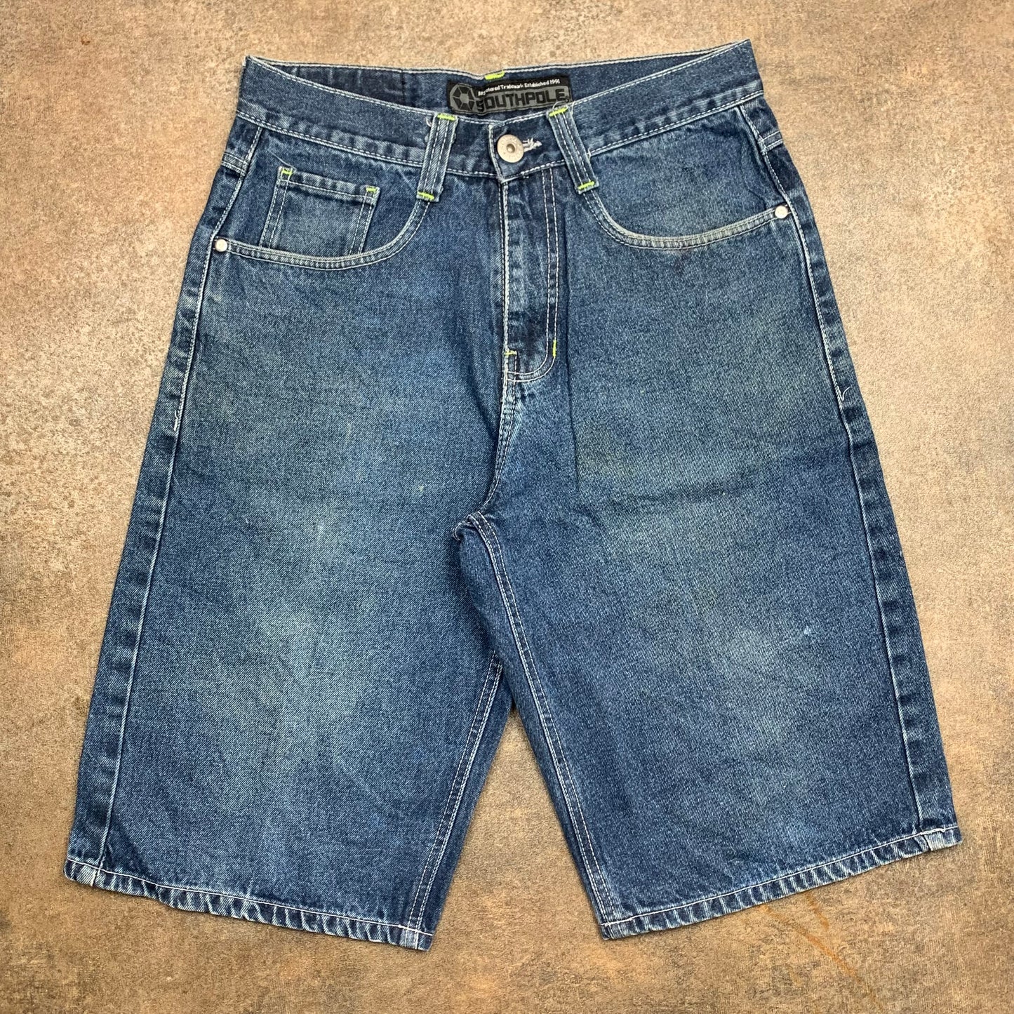 Southpole 00s navy baggy graphic jorts