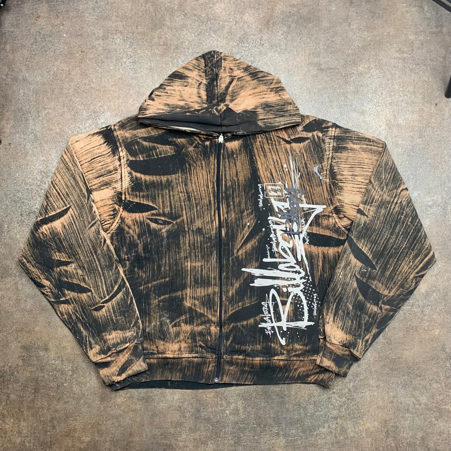 Billabong 00s graphic brown zip hoodie