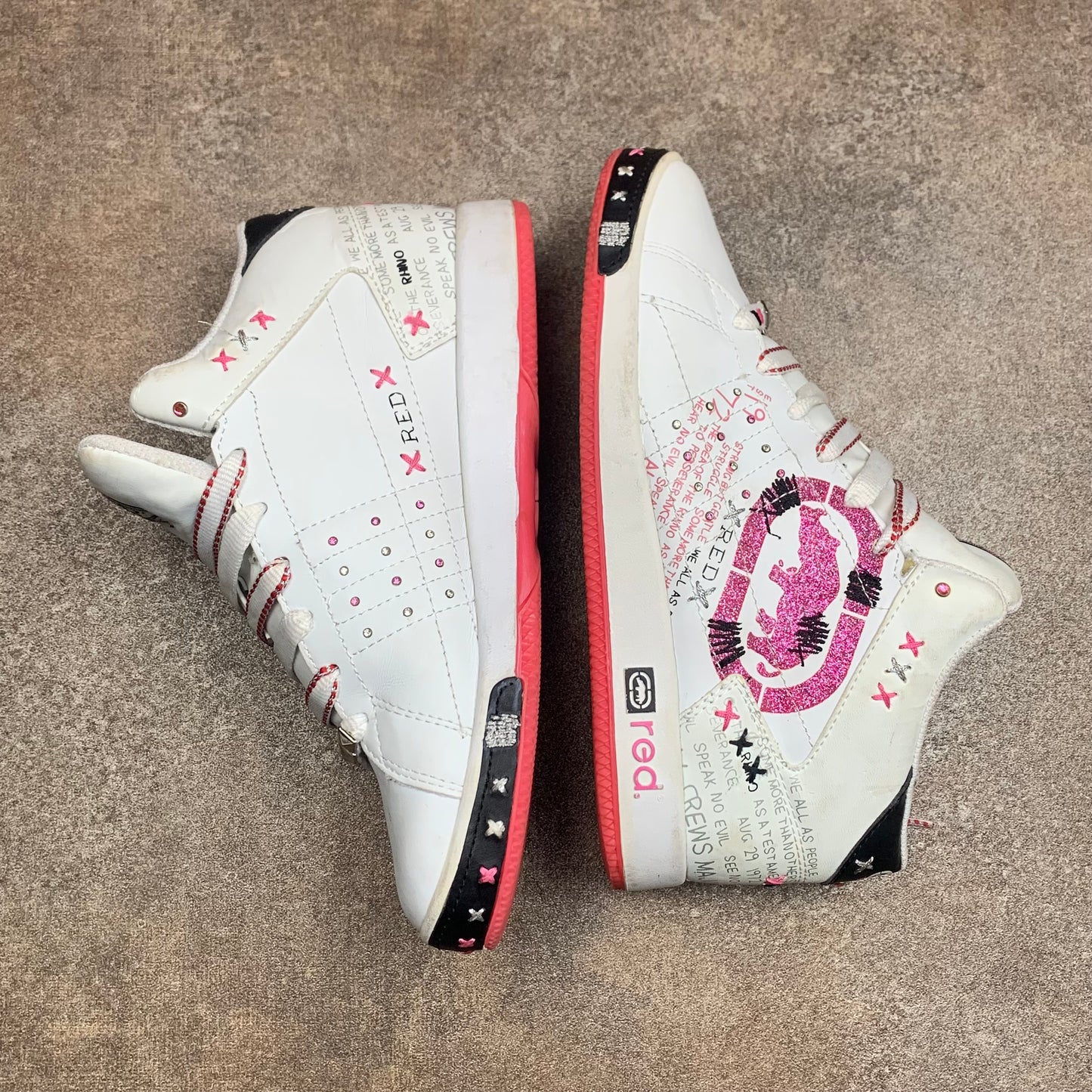 Ecko Red 00s white pink scene trainers