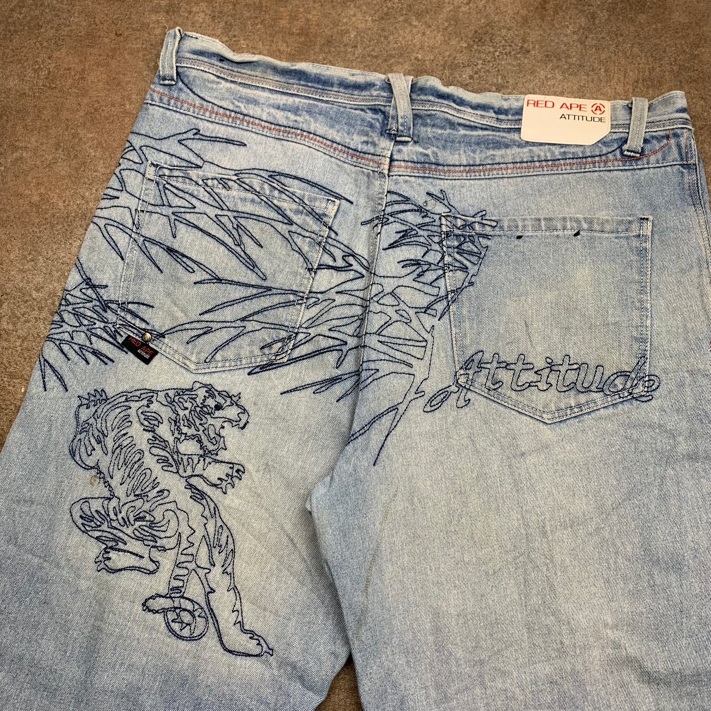 Red Ape 00s baggy embroidered jeans