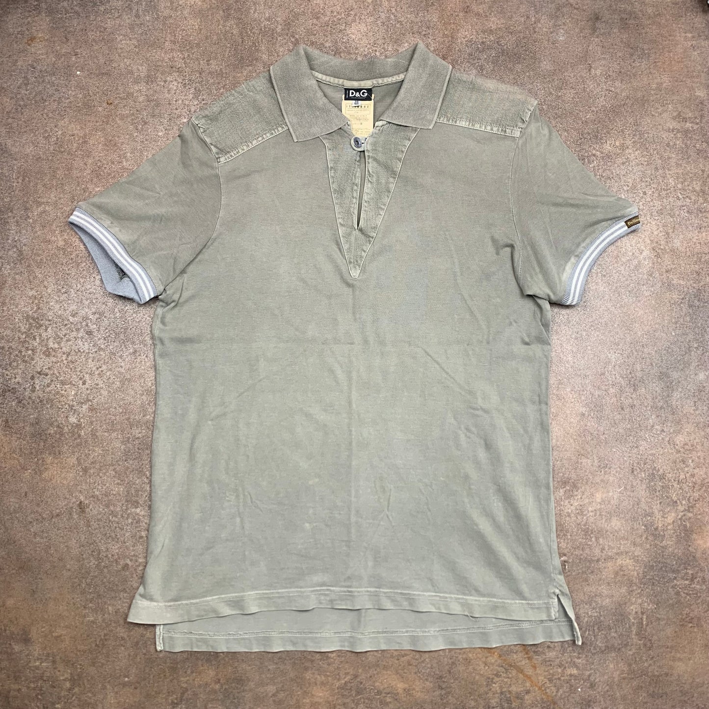 Dolce & Gabbana 00s graphic khaki polo shirt