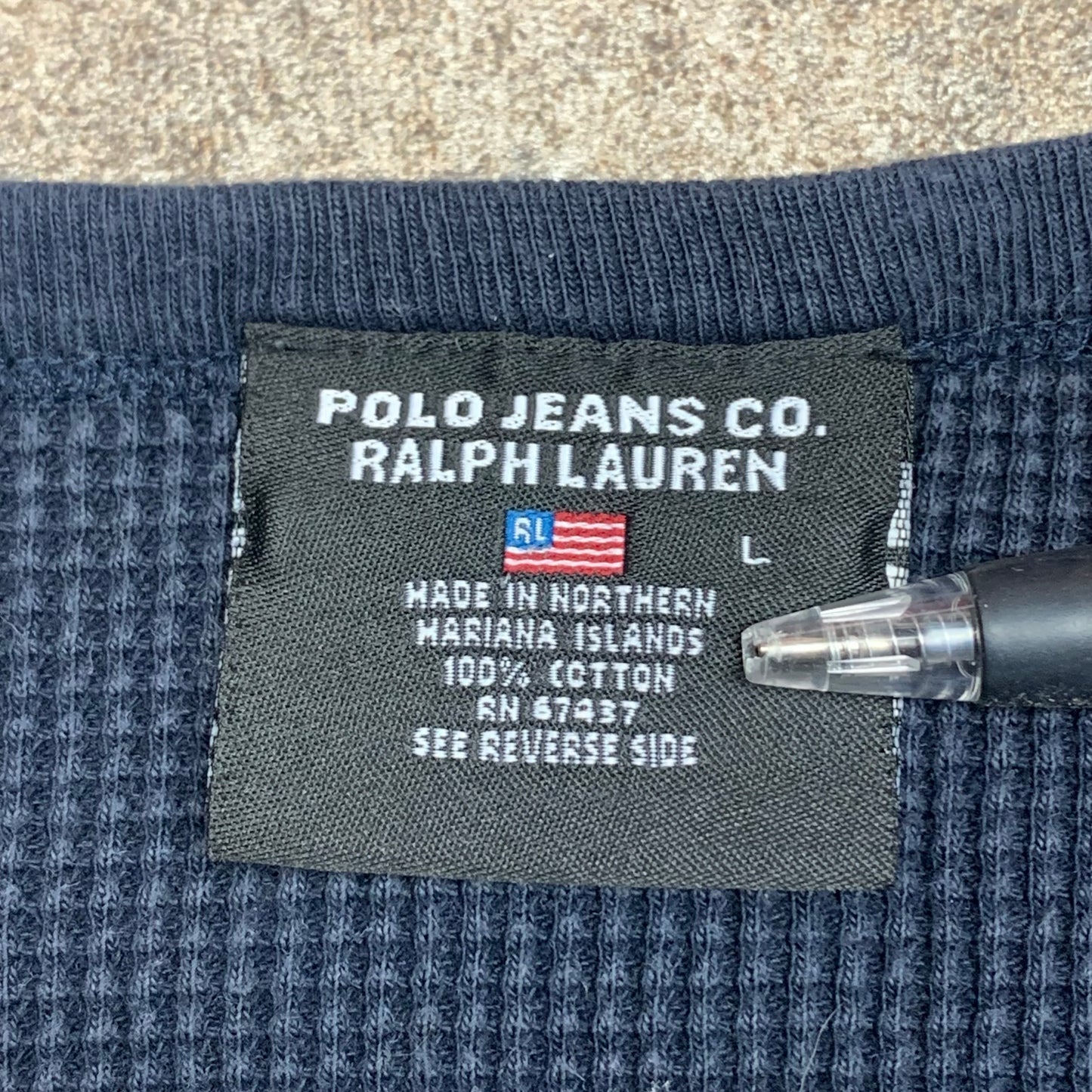 Polo Jeans 00s navy thermal long sleeve tee