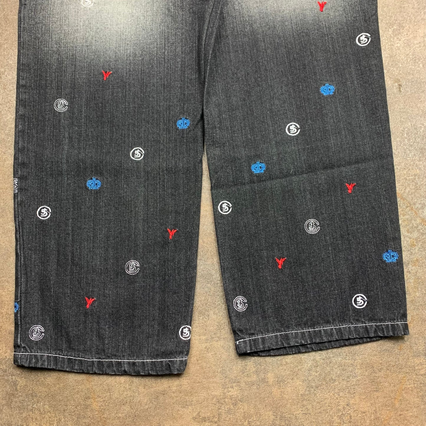 5ive Jungle and Co. baggy embroidered graphic jeans