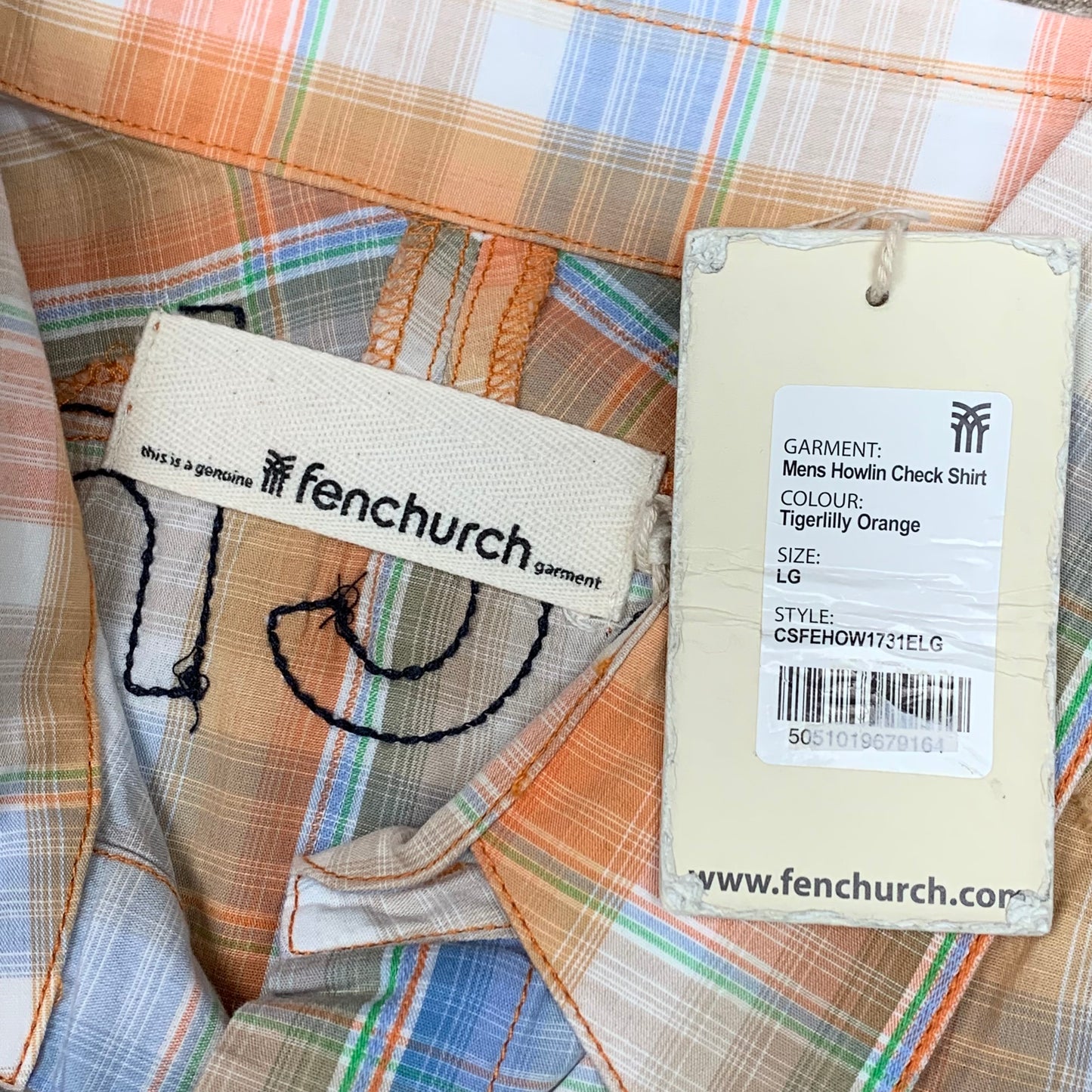 Fenchurch 00s graphic blue orange plaid shirt