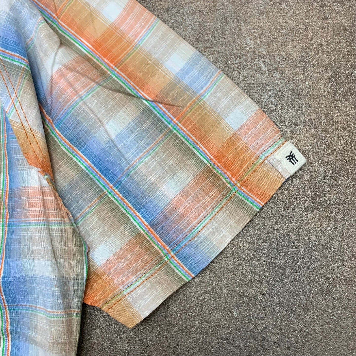 Fenchurch 00s graphic blue orange plaid shirt