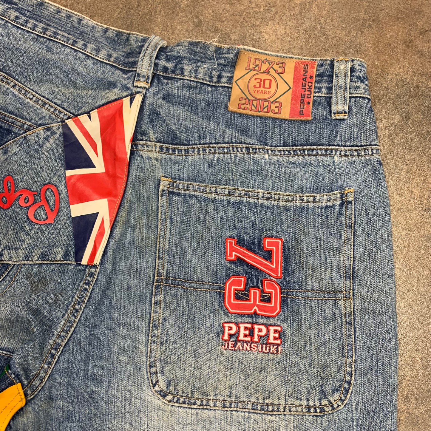Pepe Jeans 00s graphic cut and sew baggy jeans