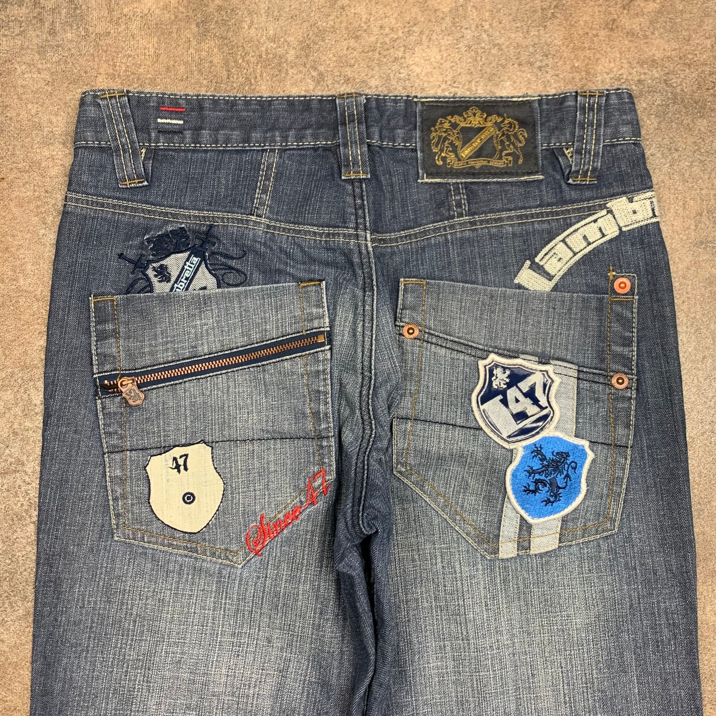 Lambretta 90s navy baggy graphic jeans