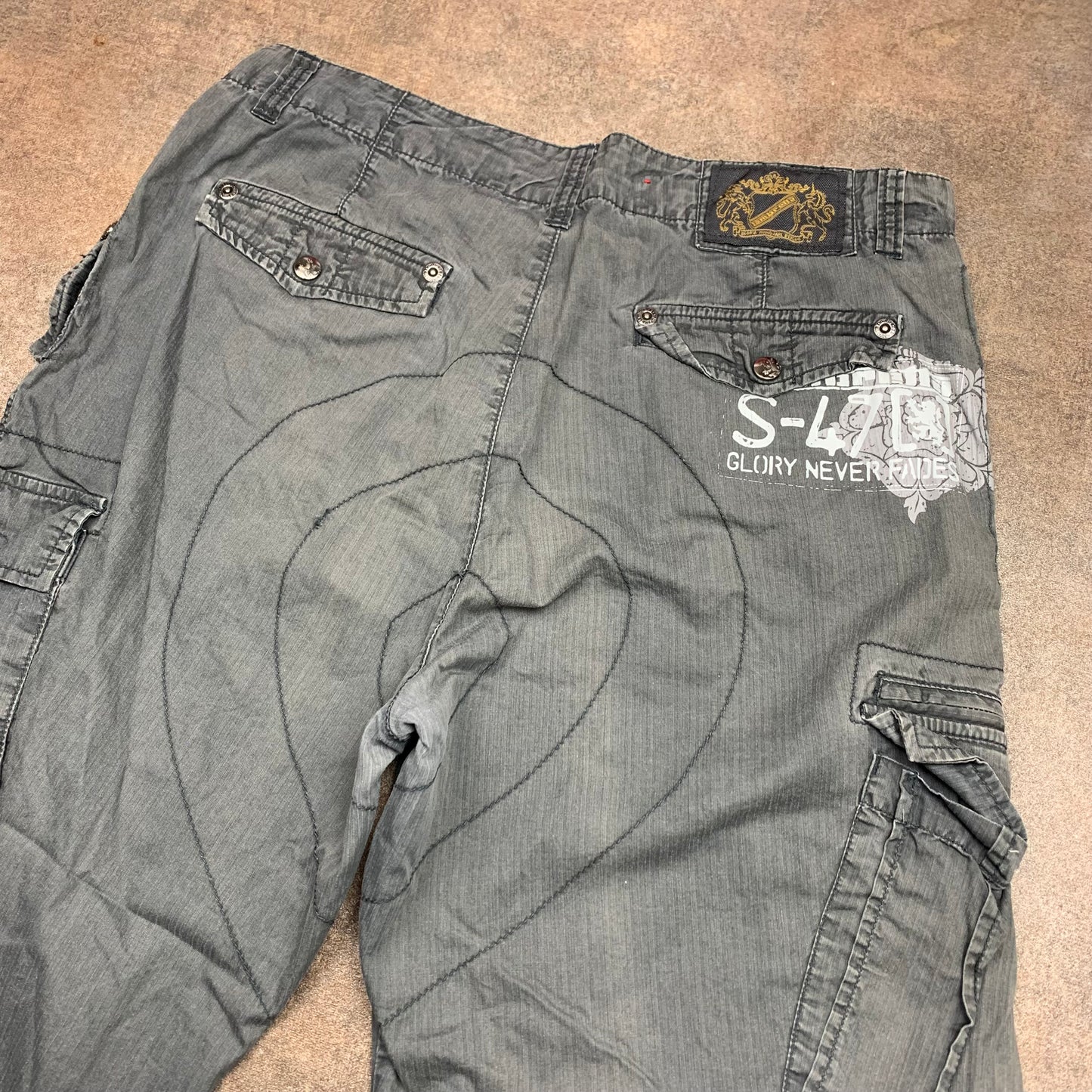 Lambretta 90s grey baggy cargo 3/4 jeans