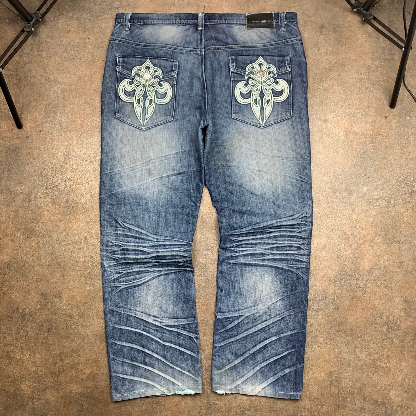 Raw Blue 00s graphic grunge baggy jeans