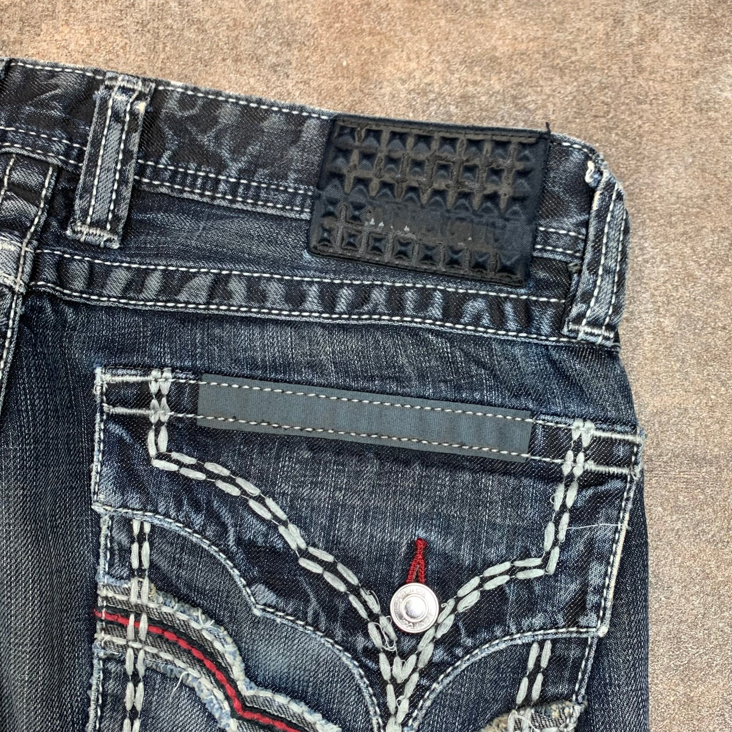 Affliction 00s navy grey grunge baggy jeans