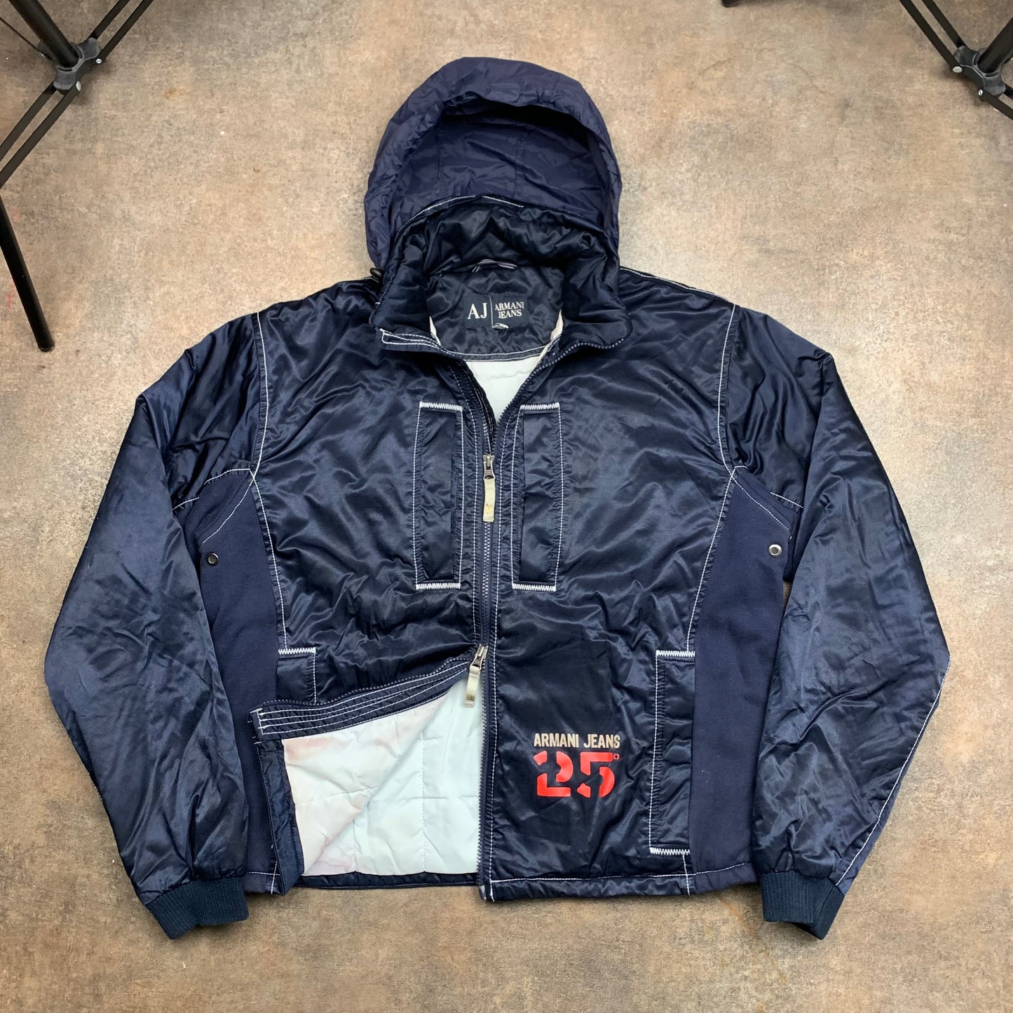 Armani Jeans 00s navy boxy bomber jacket