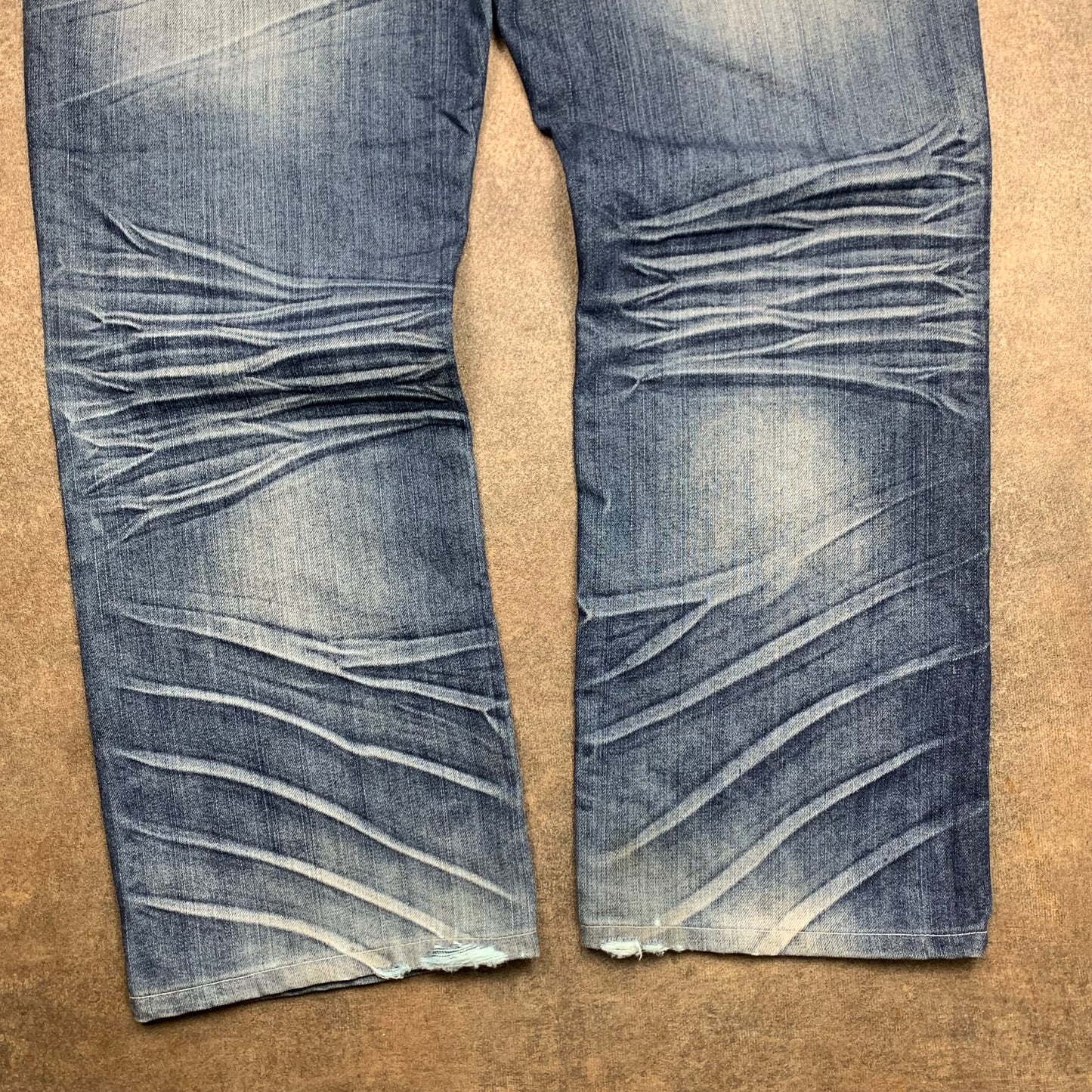 Raw Blue 00s graphic grunge baggy jeans