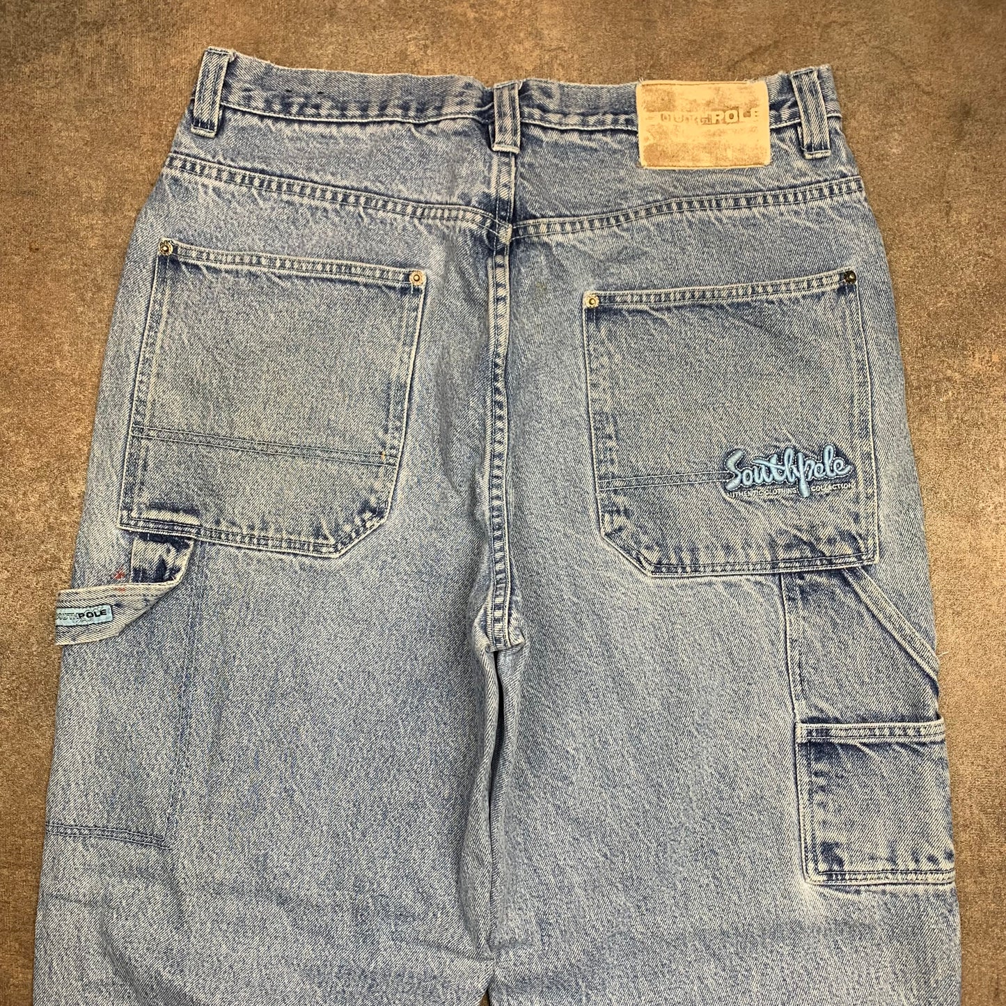 Southpole 90s baggy pale blue carpenter jeans