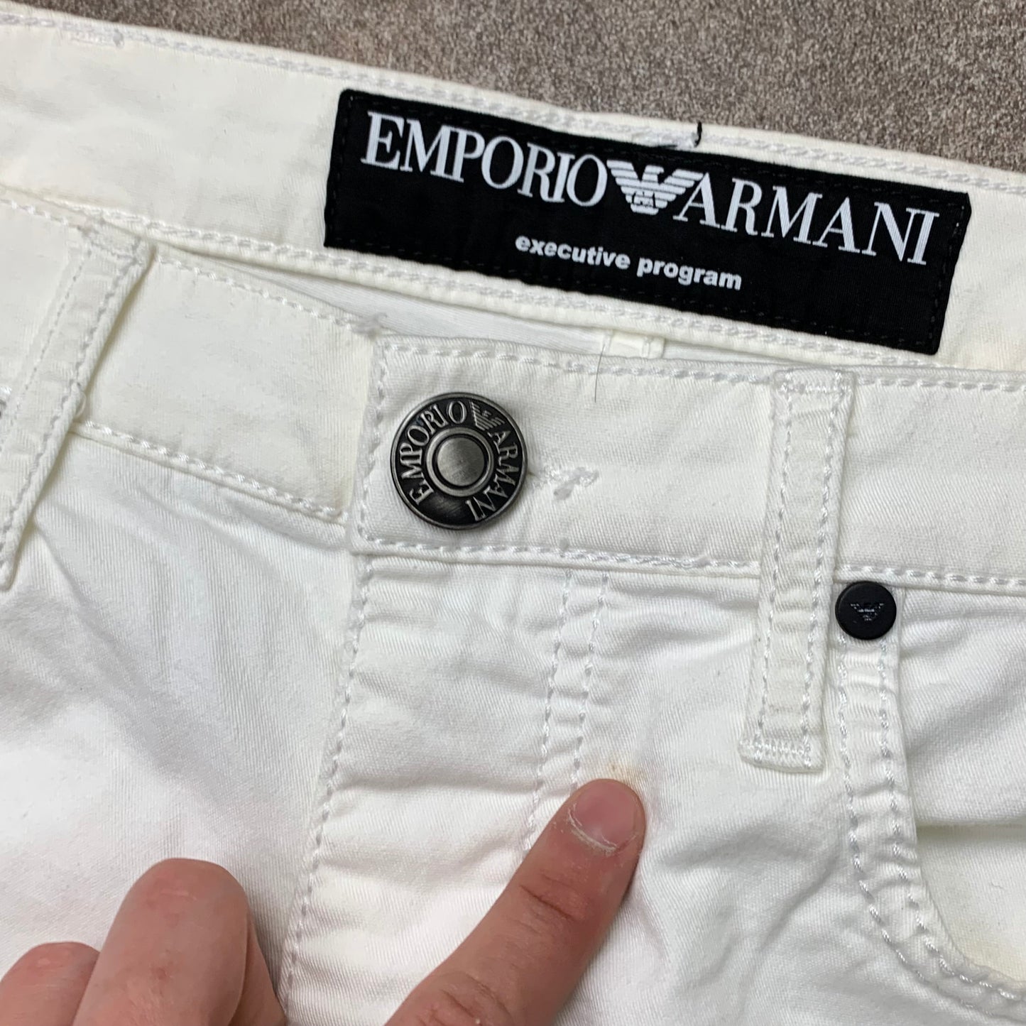 Emporio Armani executive program white chinos