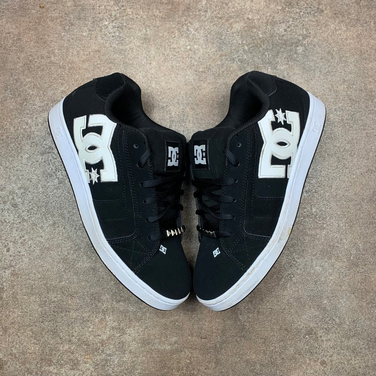 DC Shoes black white grunge trainers