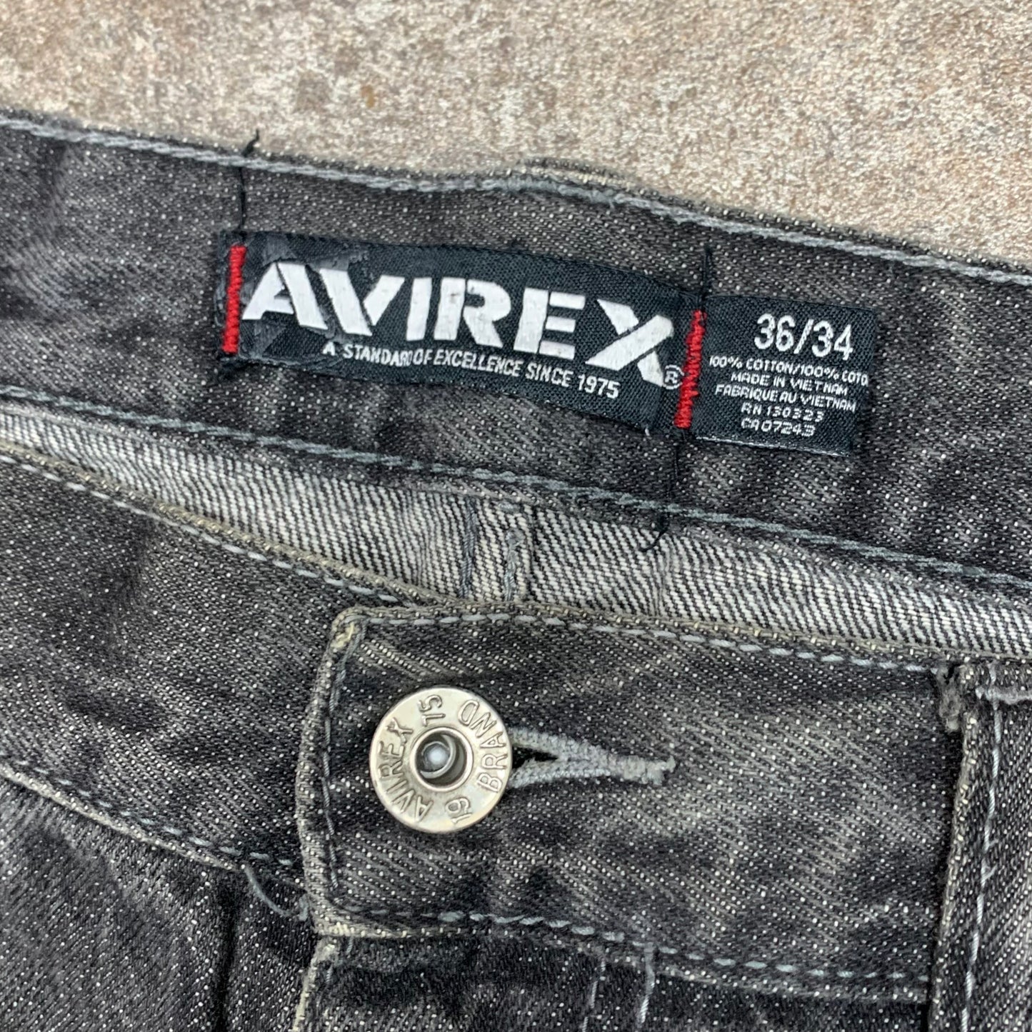 Avirex 00s baggy grey grunge denim jeans