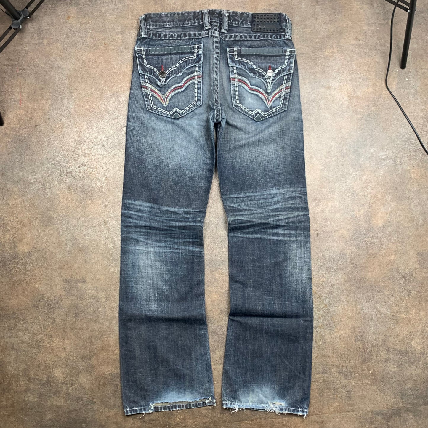 Affliction 00s navy grey grunge baggy jeans
