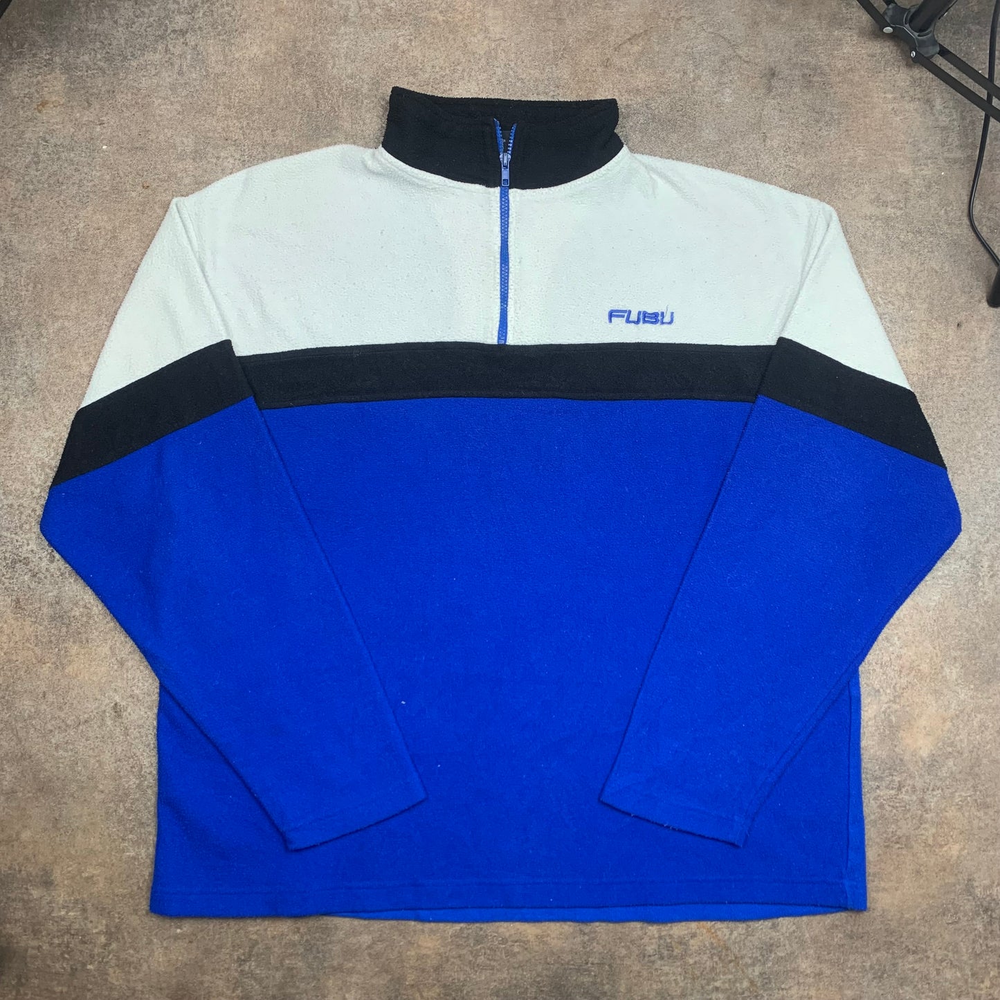 FUBU 00s navy white quarter zip fleece
