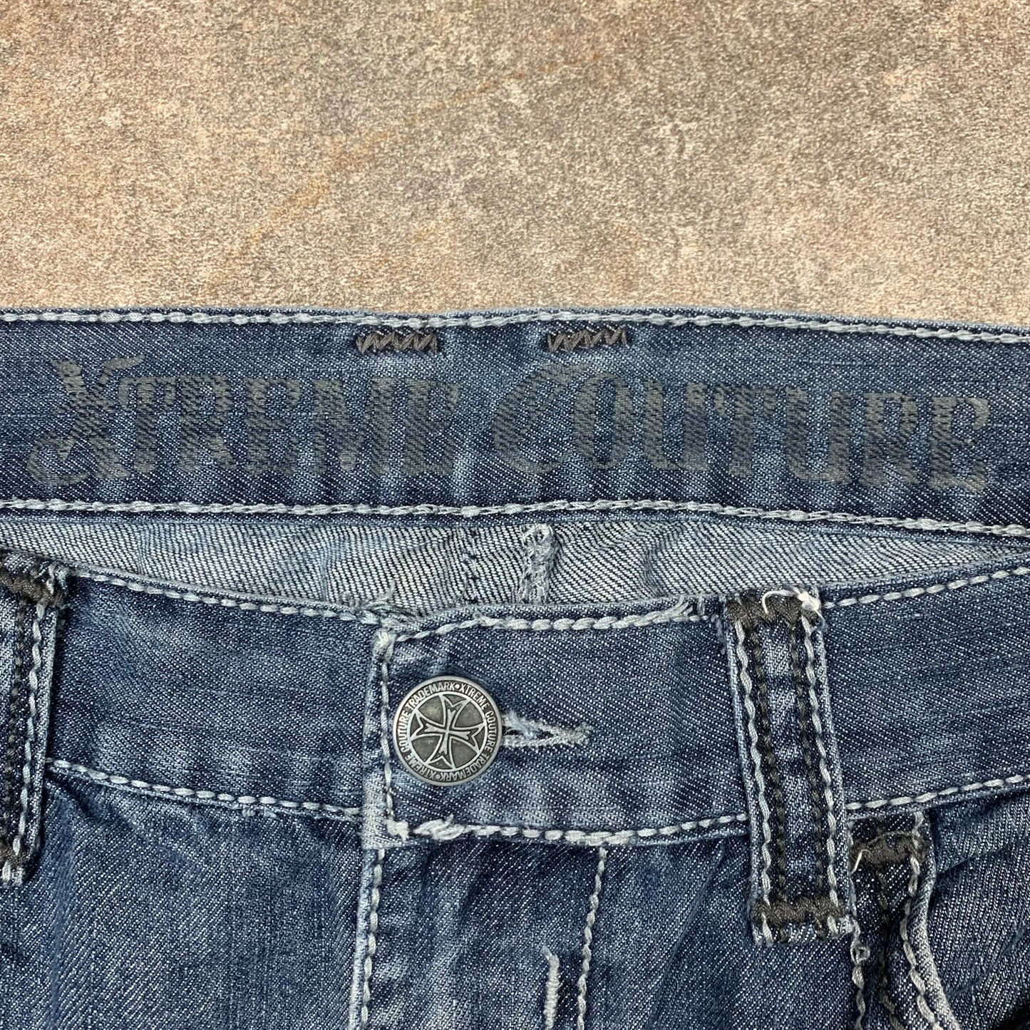 Xtreme Couture 00s baggy flared grunge jeans