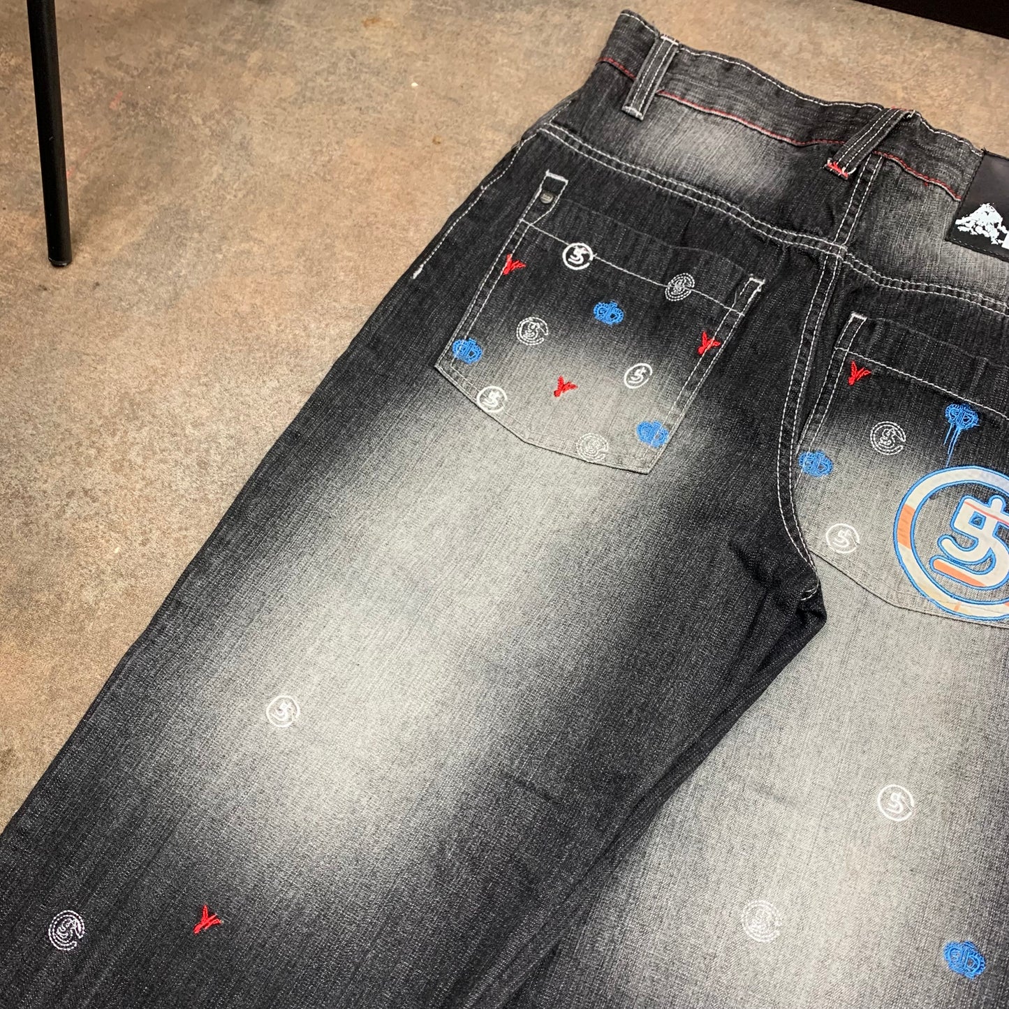 5ive Jungle and Co. baggy embroidered graphic jeans